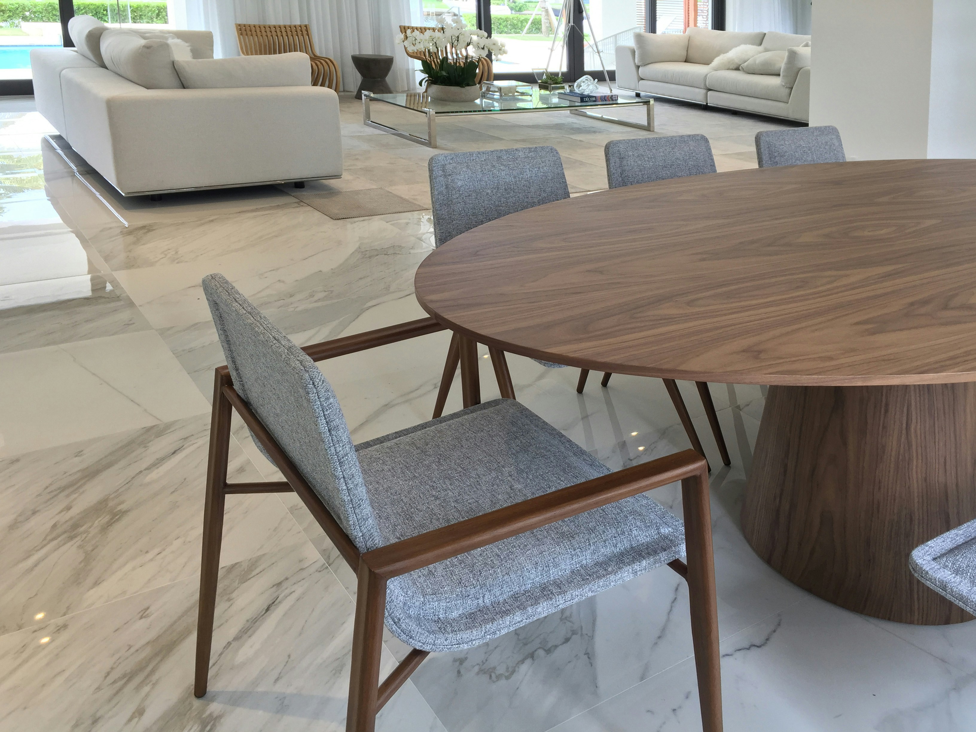 brown wooden table with chairs